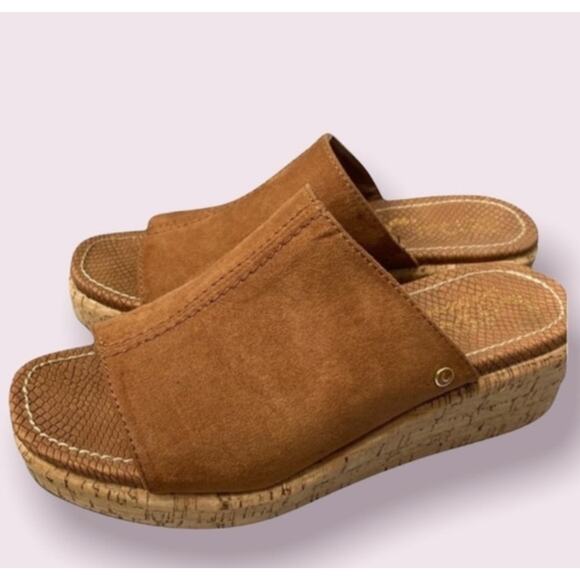 Circus by Sam Edelman Sylvia cork wedge slide sandal women’s 9.5 brown leather - Picture 1 of 7